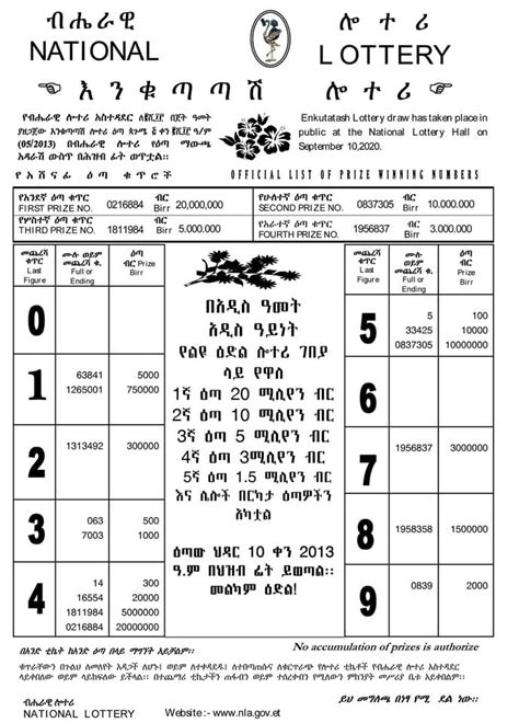 A <b>lottery</b> is a form of gambling which involves selling numbered tickets and giving prizes to the holders of numbers drawn at random. . January 8 ethiopian national lottery result